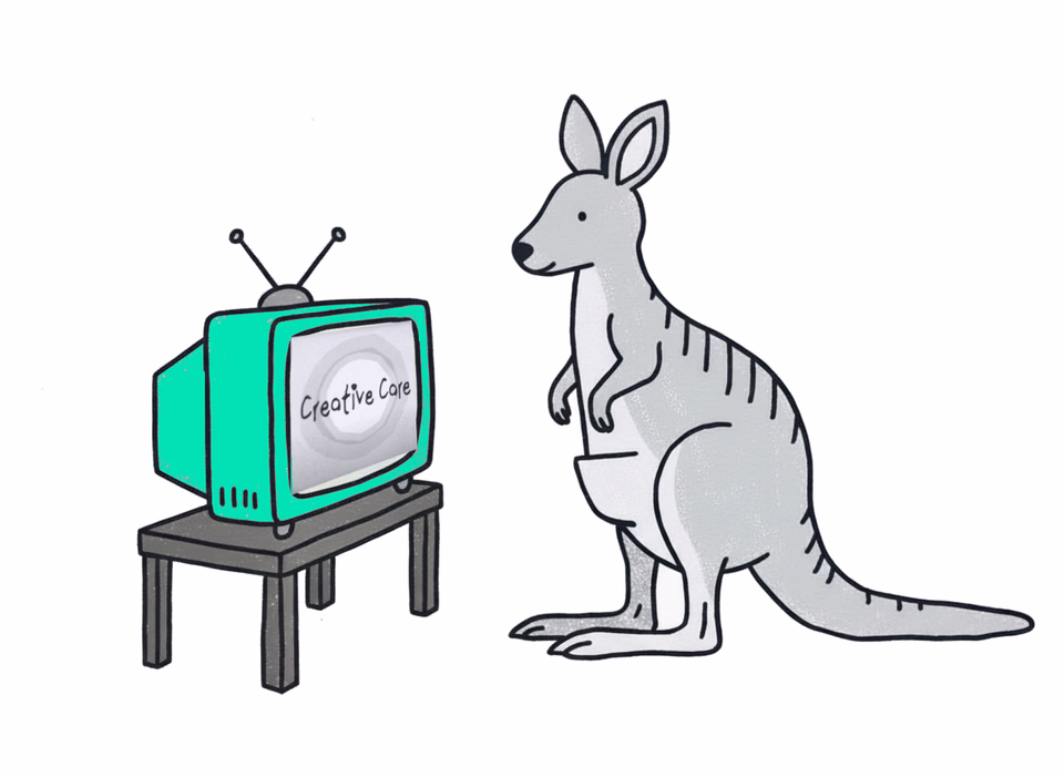 A Kangaroo watching tv