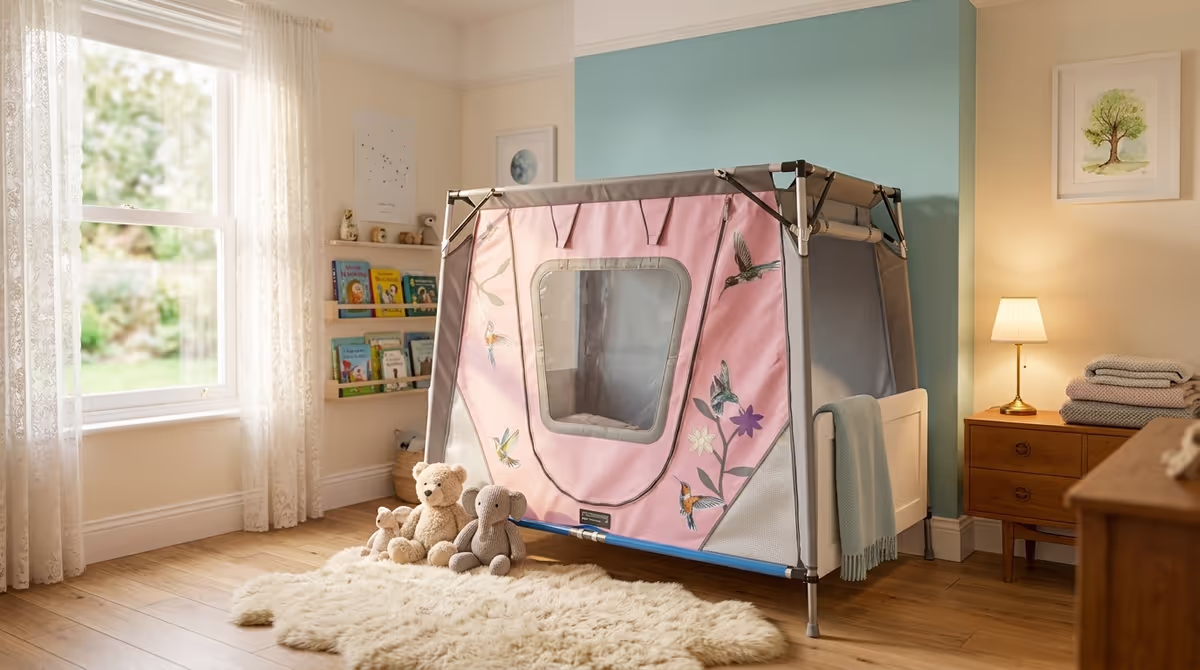 Safe and Sound Pod in pink with a hummingbird and floral design